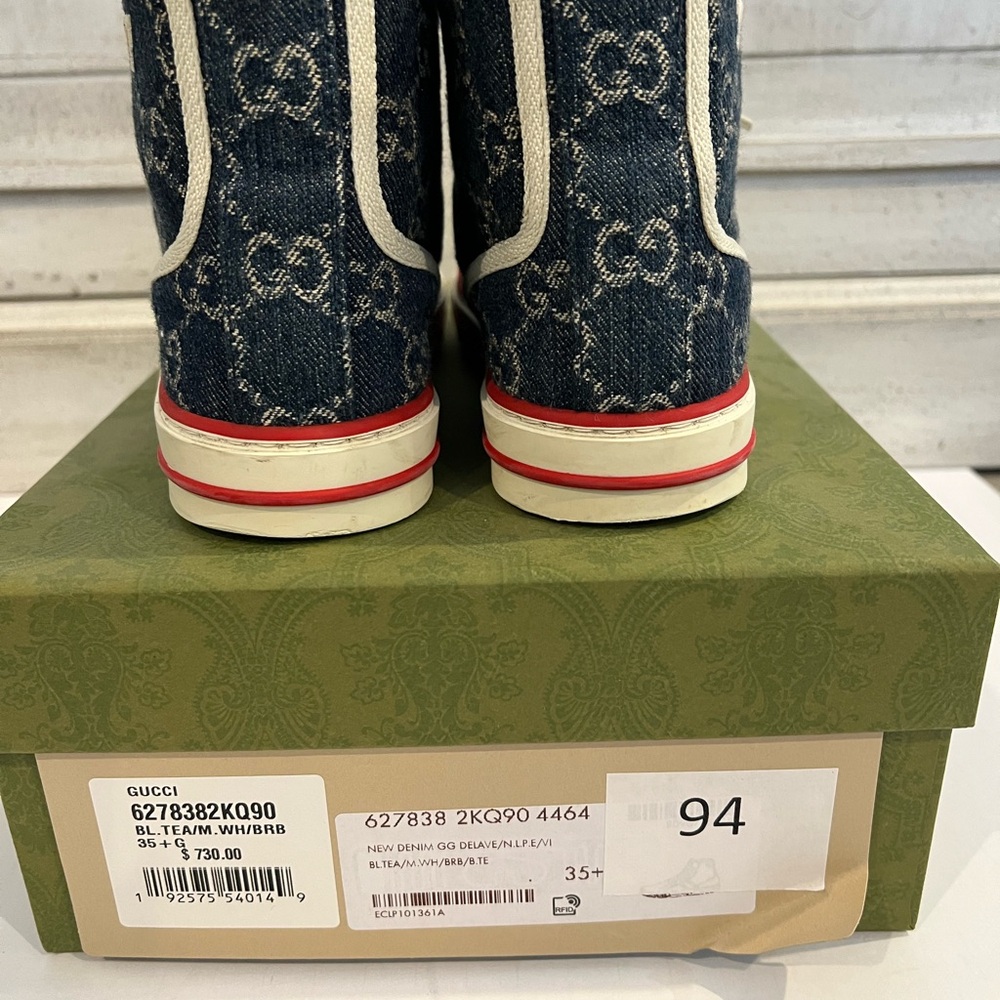 Gucci 1977 Denim High-Tops - Blue, Red, and Green - Picture 10 of 11